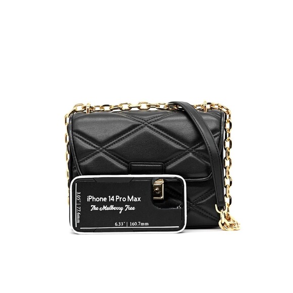 ❣️CLEARANCE🖤 MICHAEL KORS SERENA Medium Black Gold Chain Shoulder Bag Crossbody - Picture 10 of 16